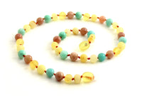 necklace, amber, raw, milky, butter, yellow, baltic, sunstone, green, amazonite, gemstone, jewelry, beaded