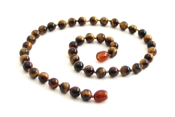 necklace tiger eye tiger's brown gemstone jewelry beaded knotted for men men's boy boys 6mm 6 mm knotted beaded