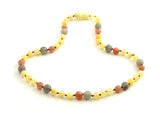 necklace amber milky butter polished teething with gemstones labradorite gray sunstone pink jewelry beaded knotted 3