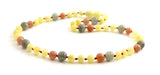 necklace amber milky butter polished teething with gemstones labradorite gray sunstone pink jewelry beaded knotted 4