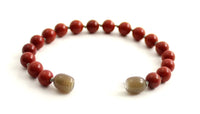 red jasper gemstone anklet bracelet jewelry beaded knotted round bead for women woman's 4
