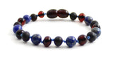 amber black cherry baltic lapis lazuli blue gemstone teething anklet bracelet for a boy boys jewelry 4