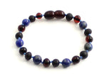 amber black cherry baltic lapis lazuli blue gemstone teething anklet bracelet for a boy boys jewelry