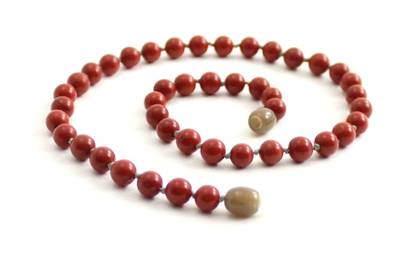 red jasper gemstone necklace jewelry beaded for women women's beaded knotted 6mm 6 mm 