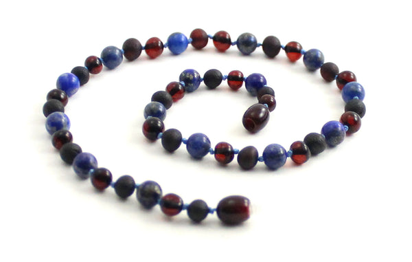 lapis lazuli necklace blue for boy boys amber baltic cherry black polished jewelry beaded teething knotted