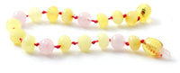 yellow pink amber baltic bracelet anklet for girl pink rose quartz with gemstones beaded jewelry baby milky butter polished raw unpolished 2