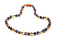 necklace amber baltic jewelry lapis lazuli blue knotted cognac polished tiger eye tiger's knotted 3