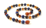 necklace amber baltic jewelry lapis lazuli blue knotted cognac polished tiger eye tiger's knotted