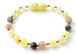 anklet amber bracelet teething milky butter polished labradorite gray with gemstones sunstone pink jewelry