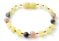 anklet amber bracelet teething milky butter polished labradorite gray with gemstones sunstone pink jewelry