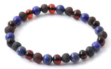 bracelet stretch elastic band amber baltic cherry black lapis lazuli blue gemstone for men men's jewelry