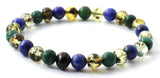 bracelet amber green baltic polished stretch stretchy elastic band african jade green lapis lazuli blue gemstone 3