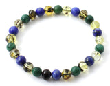 bracelet amber green baltic polished stretch stretchy elastic band african jade green lapis lazuli blue gemstone