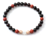 bracelet stretch jewelry cherry black polished with gemstones elastic band for women women's red jasper moonstone white sunstone pink beaded round