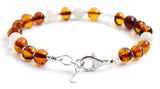 bracelet moonstone amber cognac baltic polished jewelry beaded with sterling silver 925 beaded white for women women's 3