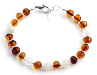 bracelet moonstone amber cognac baltic polished jewelry beaded with sterling silver 925 beaded white for women women's