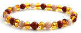 bracelets, gemstone, amber, honey, polished, red jasper, sunstone, stretch, wholesale 4