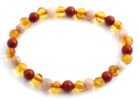 bracelets, gemstone, amber, honey, polished, red jasper, sunstone, stretch, wholesale 2