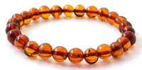 cognac brown amber stretch bracelet jewelry baltic polished round bead for men men's women women's 4