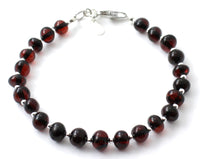 bracelet jewelry amber baltic polished cherry black round bead with sterling silver 925 for women women's