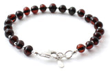 bracelet jewelry amber baltic polished cherry black round bead with sterling silver 925 for women women's 4