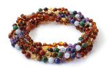 chakra, necklaces, jewelry, amber, baltic, cognac, polished, baroque, teething, adult, beaded, wholesale