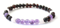 bracelet amber baltic stretch jewelry cherry black amethyst violet polished raw rose quartz pink 4