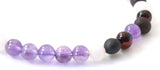 bracelet amber baltic stretch jewelry cherry black amethyst violet polished raw rose quartz pink 3