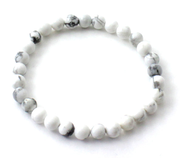 howlite white gemstone stretch bracelet jewelry 6mm 6 mm beaded for men men's women women's