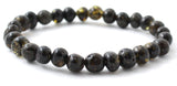 bracelet green amber baltic polished for men men's jewelry baroque round bead stretch elastic band dark 4