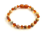 anklet amber bracelet amber baltic cognac brown baroque crazy agate gemstone 6mm 6 mm teething