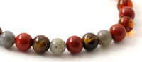 stretch bracelet amber baltic with gemstones cognac polished round baroque beads red jasper tiger tiger's eye labradorite jewelry for women women's 3