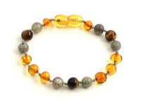 Bracelet, Labradorite, Amber, Honey, Anklet, Tiger Eye, Teething, Knotted, Jewelry, beaded, honey, polished 1