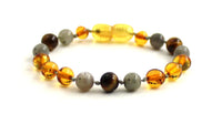 Bracelet, Labradorite, Amber, Honey, Anklet, Tiger Eye, Teething, Knotted, Jewelry, beaded, honey, polished 5