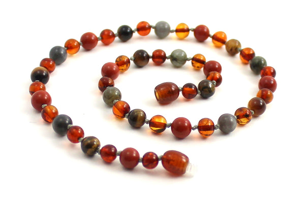 necklace tiger tiger's eye jewelry cognac amber baltic polished baroque red jasper gemstone beaded labradorite gray 10