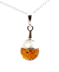 amber baltic round pendant silver sterling 925 jewelry jewellery