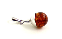 amber baltic round pendant silver sterling 925 jewelry