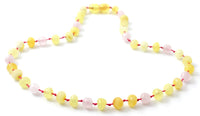 necklace jewelry amber yellow milky pink rose quartz for girl girl's jewellery beaded  2