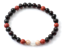 bracelet stretch jewelry cherry black polished with gemstones elastic band for women women's red jasper moonstone white sunstone pink beaded round