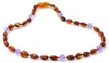 Teething, Cognac, Amethyst, Bean, Polished, Necklace, Amber, Baltic, Bean, Cognac, for Boy Girl 3