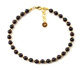 garnet red burgundy anklet jewelry small beads 4mm 4 mm minimalist for women women's with sterling golden silver 925 6