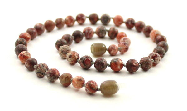 leopardskin Jasper necklace jewelry pink knotted beaded 6mm 6 mm beads for women women's