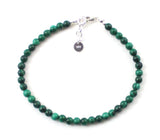 malachite 4mm 4 mm anklet jewelry green gemstone minimalist small beads with sterling 925 silver golden for women women's 6