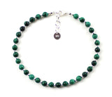 malachite 4mm 4 mm anklet jewelry green gemstone minimalist small beads with sterling 925 silver golden for women women's