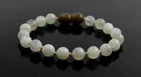 white bracelet anklet gemstone moonstone jewelry beaded 6mm 6 mm knotted for girl girl's women 5