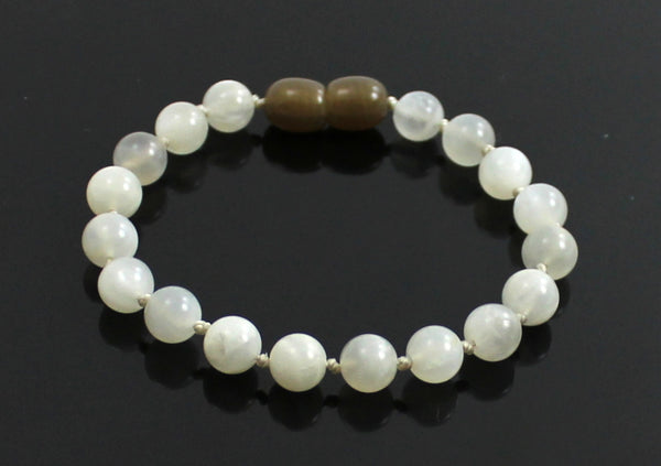white bracelet anklet gemstone moonstone jewelry beaded 6mm 6 mm knotted for girl girl's women