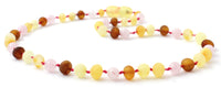 Baltský, Rose Quartz, Jantarová, Růžová, Drahokam, Náhrdelník, Raw, Mix 3