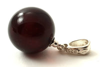 pendant, amber, cherry, baltic, jewelry, silver, ball, round 3