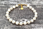 Moonstone White Bracelet With Silver Beads