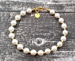 shell pearls pearl bracelet jewelry jewellery white 6mm 6 mm gemstone beaded with sterling silver 925 women golden men adult